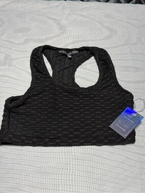 Elite‎ Collection Black Textured Racerback Sports Bra